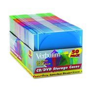 Verbatim Slim CD and DVD Storage Cases - 50 Pack - 5 Assorted Colors 94178 N2