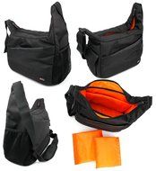 DURAGADGET Premium Quality Carry Case / Shoulder &#039;Sling&#039; Bag in Black &amp; Orange for the NEW Scosche boomBOTTLE...