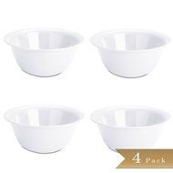 Set of 4 - White Plastic Mixing Bowls - 6 Quarts