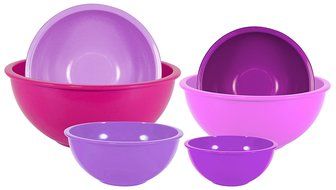 Gourmet Home Products 6 Piece Nested Polypropylene Mixing Bowl Set, Pink Berry