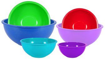 Gourmet Home Products 6 Piece Nested Polypropylene Mixing Bowl Set, Pink Berry N4