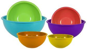 Gourmet Home Products 6 Piece Nested Polypropylene Mixing Bowl Set, Pink Berry N5