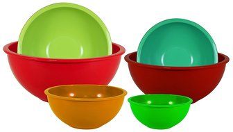 Gourmet Home Products 6 Piece Nested Polypropylene Mixing Bowl Set, Pink Berry N10