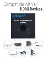 Fosmon HD8024 2x1 or 1x2 Ultra HD 4K HDMI Bi-Directional Switcher with HDCP Passthrough, Supports 3D and 1080P N4