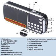Ohala Mini Portable Am/Fm Radio Digital MP3 Music Player Support Micro SD/TF Card USB Disk N39