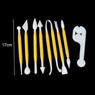 HOSL 4 Sets (11pcs) Sugarcraft Icing Cake Smoother Fondant Cutter Embosser Rolling Pin Modeling Tool Kit Set N3