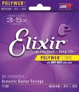 Elixir Strings 80/20 Bronze Acoustic Guitar Strings w POLYWEB Coating, Medium (.013-.056)