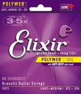 Elixir Strings 80/20 Bronze Acoustic Guitar Strings w POLYWEB Coating, Medium (.013-.056) N17
