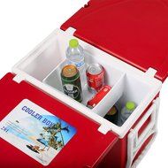 Giantex Multi Function Rolling Cooler Picnic Camping Outdoor w/ Table &amp; 2 Chairs Red N4