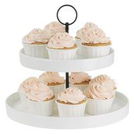 Porcelain Cupcake Stand - 2 Tier Dessert Platter for Wedding Party, White - by Sweese