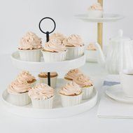 Porcelain Cupcake Stand - 2 Tier Dessert Platter for Wedding Party, White - by Sweese N2