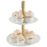 Porcelain Cupcake Stand - 2 Tier Dessert Platter for Wedding Party, White - by Sweese N7