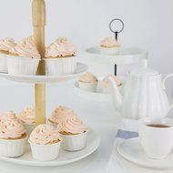 Porcelain Cupcake Stand - 2 Tier Dessert Platter for Wedding Party, White - by Sweese N8