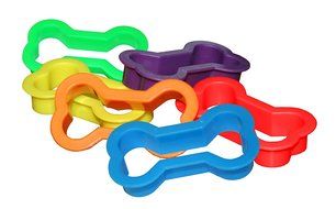 Set of 3 Assorted Color Dog Bone Cookie Cutters 2.25&quot;