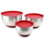 Bl&uuml;mwares 3-Piece Stainless Steel Mixing Bowls with Lids &amp; Non-Skid Rubber Grip Bottoms | Set of 3 N4