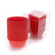 LAVAVIDA Silicone Cupcake Liners Red, 24 Pack Muffin Holders, Resuable and Nonstick Baking Cups, Standard Size... N2