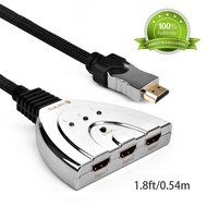 HDMI Cable, Kinps&reg;3 Port HDMI Switch HDMI Splitter High Speed HDMI Cable with Braided Pigtail Cable Supports 3D...