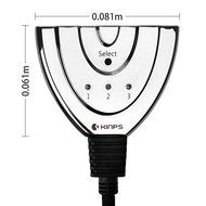 HDMI Cable, Kinps&reg;3 Port HDMI Switch HDMI Splitter High Speed HDMI Cable with Braided Pigtail Cable Supports 3D... N8