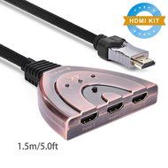 HDMI Cable, Kinps&reg;3 Port HDMI Switch HDMI Splitter High Speed HDMI Cable with Braided Pigtail Cable Supports 3D... N9