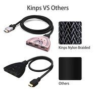 HDMI Cable, Kinps&reg;3 Port HDMI Switch HDMI Splitter High Speed HDMI Cable with Braided Pigtail Cable Supports 3D... N14