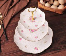 Jusalpha Elegant Embossed Porcelain 3-tier Cake Stand/ Cupcake Stand/ Tea Party Pastry Serving platter in Gift... N2