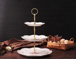 Jusalpha Elegant Embossed Porcelain 3-tier Cake Stand/ Cupcake Stand/ Tea Party Pastry Serving platter in Gift... N3
