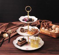 Jusalpha Elegant Embossed Porcelain 3-tier Cake Stand/ Cupcake Stand/ Tea Party Pastry Serving platter in Gift... N4