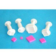 FOUR-C Cake Decorating Supplies Square Plunger Cutters Gumpaste Cutters for Cupcake Design Color White N2