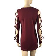 AIMTOPPY Fashion Women Casual Shirts Tops Club Sexy Hollow Sleeve Shirt Blouse (S, Red) N4