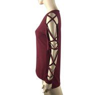 AIMTOPPY Fashion Women Casual Shirts Tops Club Sexy Hollow Sleeve Shirt Blouse (S, Red) N5