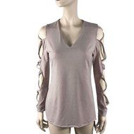 AIMTOPPY Fashion Women Casual Shirts Tops Club Sexy Hollow Sleeve Shirt Blouse (S, Red) N13