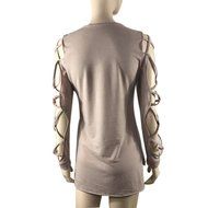 AIMTOPPY Fashion Women Casual Shirts Tops Club Sexy Hollow Sleeve Shirt Blouse (S, Red) N14
