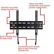 VideoSecu Ultra Slim TV Wall Mount for most 27"-47" LCD LED Plasma TV, Some up to 55" Flat Panel Screen Display... N3