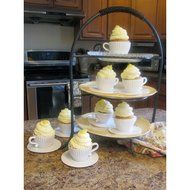Evelots 8 Silicone Piece Afternoon Tea Cupcakes Set, Baking Supplies, White N2