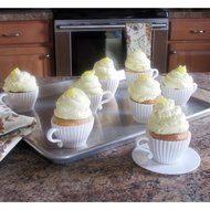Evelots 8 Silicone Piece Afternoon Tea Cupcakes Set, Baking Supplies, White N3