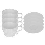 Evelots 8 Silicone Piece Afternoon Tea Cupcakes Set, Baking Supplies, White N5