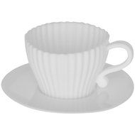 Evelots 8 Silicone Piece Afternoon Tea Cupcakes Set, Baking Supplies, White N7