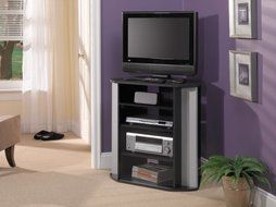 Bush Furniture Visions Corner TV Stand, Black/Silver N2