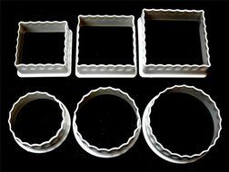 1 X 6 Plastic Fluted Cookie Cutters Square Round Assorted Biscuit