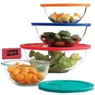 Paksh Novelty Pyrex Clear Glass Bowls with Lids (Set of 8)