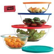 Paksh Novelty Pyrex Clear Glass Bowls with Lids (Set of 8) N2