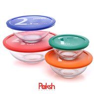 Paksh Novelty Pyrex Clear Glass Bowls with Lids (Set of 8) N3