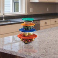 Paksh Novelty Pyrex Clear Glass Bowls with Lids (Set of 8) N4