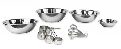 2dayShip Stainless Steel Mixing Bowls 1.5, 3, 4, and 5 Quart and Measuring Cup and Spoon Sets, Set of 6 N3