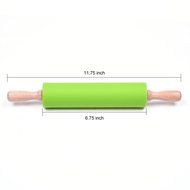 KLOUD City&reg; Wooden Handle Silicone Home Kitchen Cake Rolling Pin (Random color 11.75 inch)