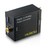 Musou Digital Optical Coax to Analog RCA Audio Converter Adapter with Fiber Cable N2