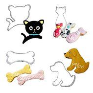 Anyana 4pcs/set Metal Stainless Steel Lovely Family Animals of Dog Cat and Bone Cookie Cutters Fondant Biscuits...