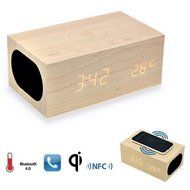 NFC Bluetooth Speaker with Qi Wireless Charging pad and Thermometer, Alarm Function,Qi Wireless Charger for Samsung...