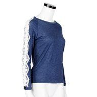 AIMTOPPY New Women Lace Loose Top Full Sleeve Blouse Ladies Casual Tops T-Shirt (M, Blue) N3