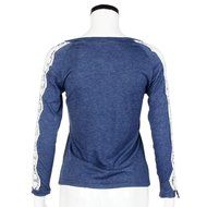 AIMTOPPY New Women Lace Loose Top Full Sleeve Blouse Ladies Casual Tops T-Shirt (M, Blue) N4